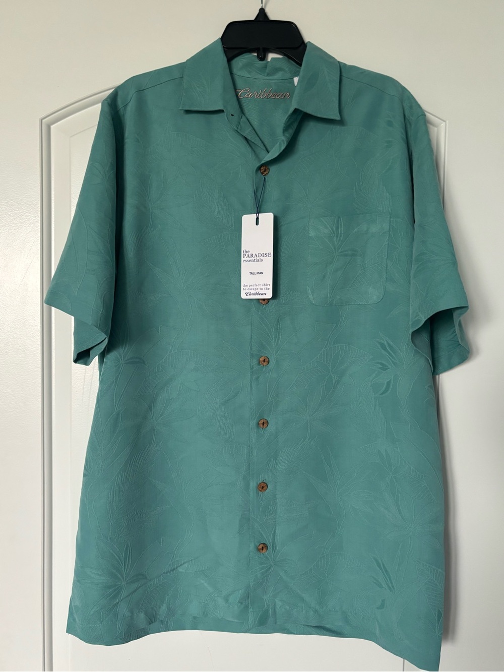 NWT Caribbean "The Paradise Essentials" Men's Shirt Size LT Large Tall Green